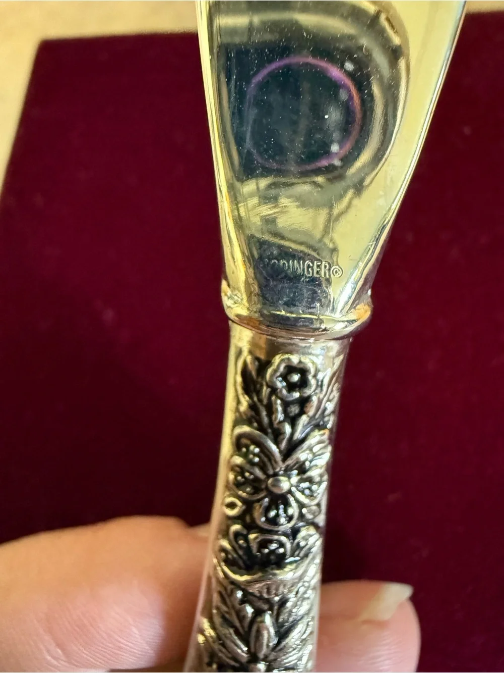Godinger American Silversmiths Silver Plate Floral Butter Knife Velvet Gift Box
